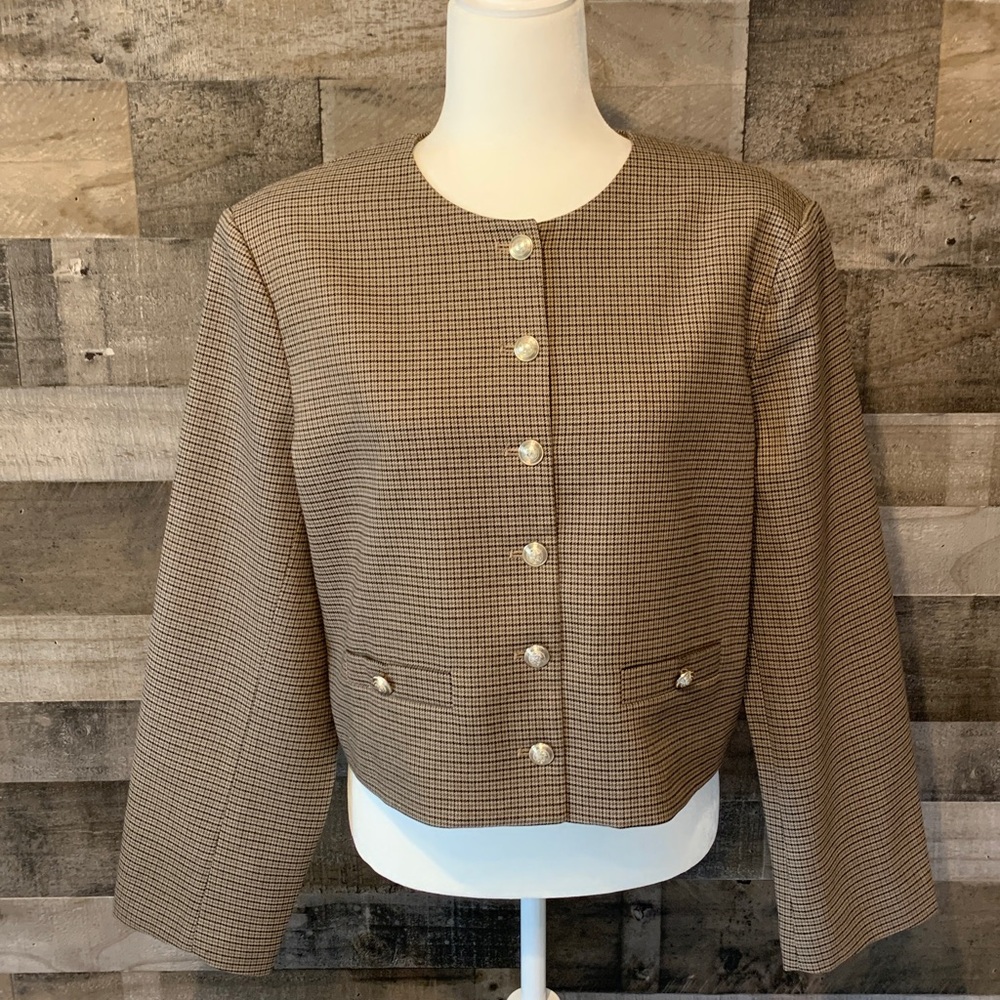 H&M Houndstooth Jacket with gold buttons Size M - Picture 16 of 16